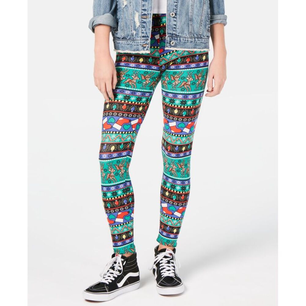 Planet Gold Juniors Printed Holiday Leggings
